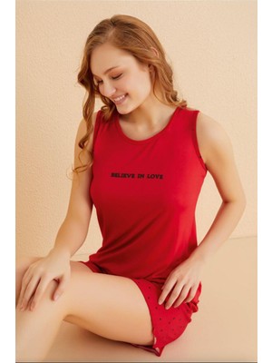 Cotonhause Kadın Kalın Askı Şortlu Pembe Pijama Takımı 50106-69