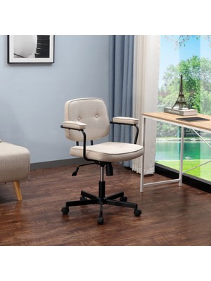 Button Çalışma Sandalyesi Kumaş - Vizon 62 x 77-87 x 60  cm