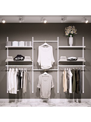 Mağaza Raf Sistemi, Askılık Sistemi, Butik Rafı, Mağaza Stand, Giyinme ODASI-185 x 200