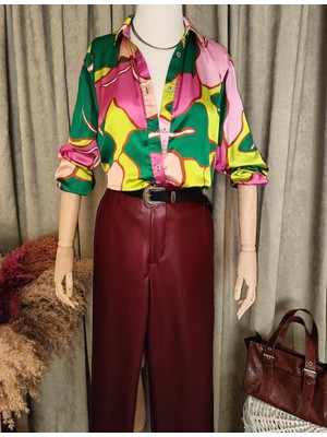 Renkli Saten Gömlek