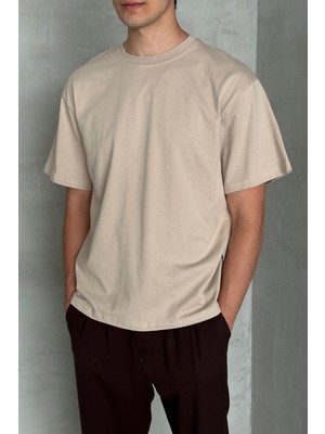  Erkek %100 Pamuk Oversize Basic T-Shirt