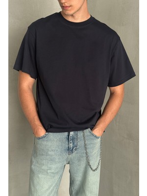  Erkek %100 Pamuk Oversize Basic T-Shirt