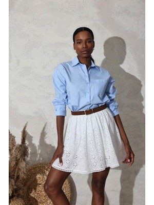 Cream & Rouge Kadın Bel Arkası Lastikli Fistolu Şort Etek