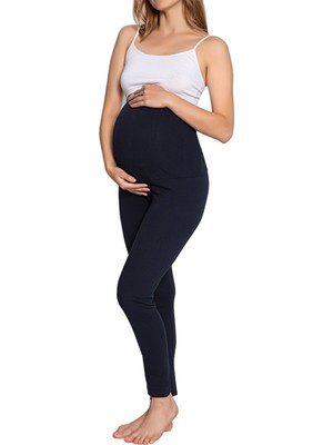 MyBen Kadın Lacivert Ayarlanabilir Bel Hamile Lohusa Pamuklu Taytı 2022-IRF04