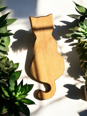 Kedi Desenli Sunumluk-Ahşap Sunumluk-Sunumluk-Ahşap Dekor Ürünü-