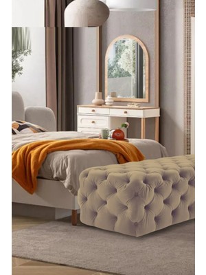 Most Hallow Kapitoneli Bench 08 Kahverengi Kadife Kumaş (Evinize Teslim)