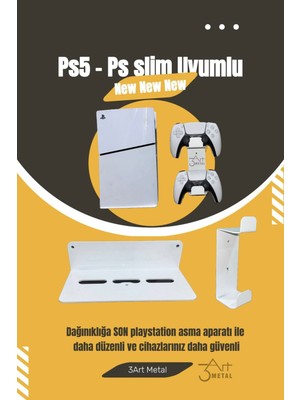 2’li Fırsat Ps5 ve Ps5 Slim Duvar Standı ve Joystick Konsol Tutacağı - Playstation 5 Standı