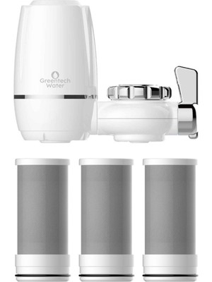Greentech Water Aktive Edilmiş Karbon Filtreli Musluk Ucu Arıtıcı / 3 Adet Karbon Filtreli Kartuş / GW-D03P2