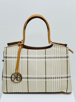 Krıste Bell 7249-E Ekose-Bej Kadın Çanta