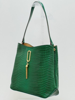 Krıste Bell 7253-T Timsah Yeşil Kadın Çanta