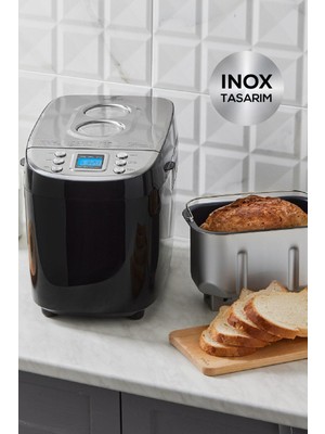 Karaca BakeXL Reçel, Yoğurt, Hamur Yoğurma ve Ekmek Yapma Makinesi Çift Bıçaklı Inox Siyah, 1500 g, 45 Farklı Tarifli Kitapçıklı