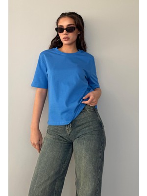 Saks %100 Pamuk Vatkalı Oversize Kadın T-Shirt MG2442