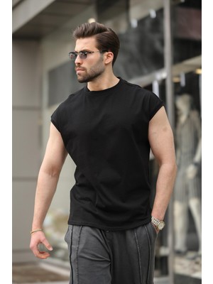 Siyah Yarım Kol Erkek Basic Tişört E7136