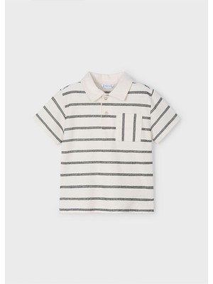 Mayoral Yazlık Erkek Çocuk Polo Yaka T-Shirt - Gri Çizgili - Krem