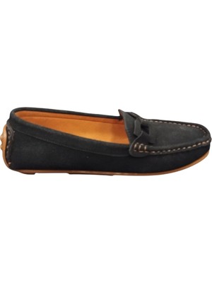 Punto 312118Z Toka Detaylı Dikişli Yumuşak Iç Pedli Hakiki Süet Günlük Kadın Babet Loafer Ayakkabı