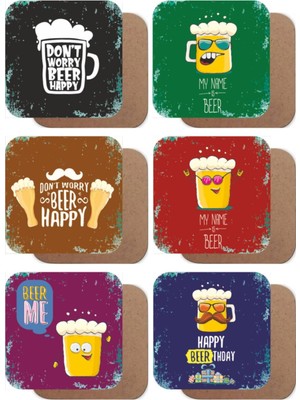 Ahşap Bardak Altlığı Seti 6'lı