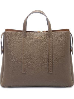 Tergan Bej Hakiki Deri Kadın El Çantası - S25Y1BC80291-B73