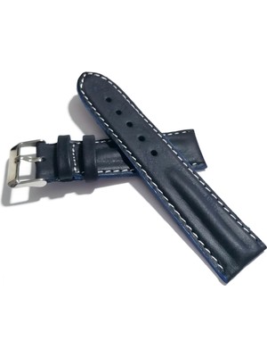Fado Her Saate Uygun Bombeli  22  mm  Piramit Modeli Deri (215)  Koyu  Mavi