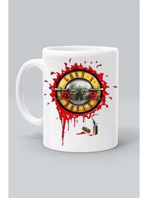Olympus Plus Rock Müzk Grup Guns N Roses Logo Baskılı Beyaz Kupa Bardak