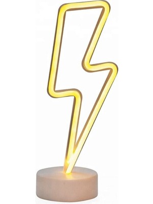 Neon Işıklı Şimşek Lamba Usb+Pil Oyuncu Odası Beşik-Çocuk Odası Ev-Ofis Neon Şimşek LED Gece Lambası