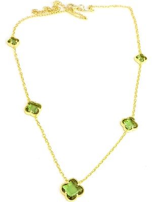 Ose Shop Renk değiştiren sultan taşı 925ayar gümüş üzerine altın kaplama yonca kolye