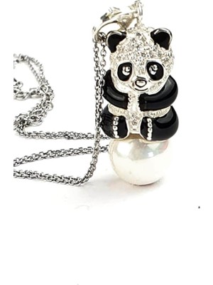 Ose Shop Incili mine işçiliği 925 ayar gümüş tasarım panda kolye