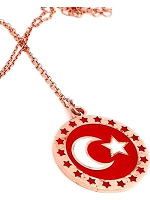 Ose Shop Mine işçiliği 925 ayar gümüş rose ay yıldız kolye