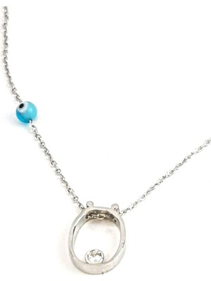 Ose Shop Nazar boncuklu ve zirkon taş detaylı gümüş ö harfi kolye