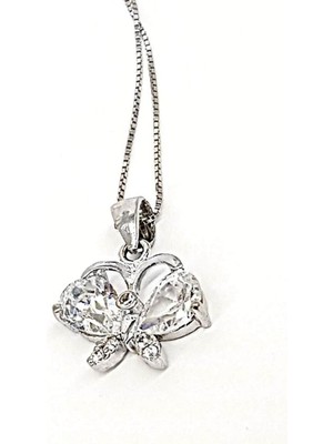 Ose Shop Zirkon taşlı pırlanta ışıltısında kelebekli gümüş kolye