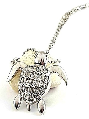 Ose Shop Zirkon Taşlı Kaplumbağa figürlü gümüş bayan kolye