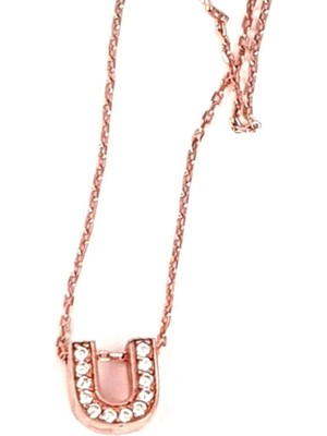 Ose Shop U harfi gümüş rose minimal kolye