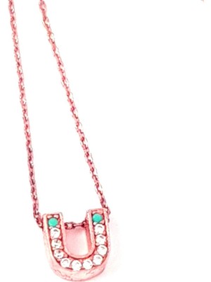 Ose Shop Ü harfi gümüş rose minimal kolye