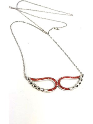 Ose Shop Melek kanadı figürlü mineli gümüş kolye