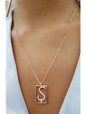 Ose Shop Ş Harfi Zirkon Taşlı Gümüş Rose Kolye