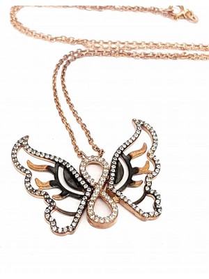 Ose Shop kelebek figürlü zirkon taşlı gümüş trend kolye