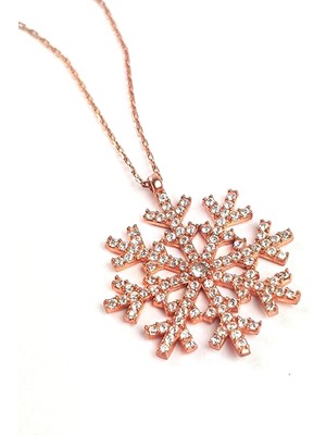 Ose Shop Kar tanesi Figürlü zirkon taşlı gümüş bayan kolye