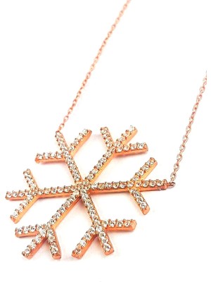 Ose Shop Zirkon taşlı Kar tanesi Figürlü Gümüş Bayan Kolye