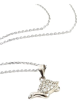 Ose Shop Kaplumbağa figürlü minimal gümüş zirkon taşlı kolye