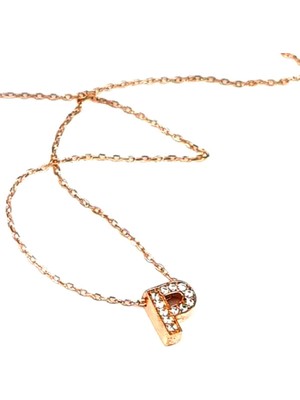 Ose Shop P harfi gümüş rose minimal kolye
