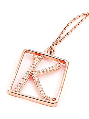 Ose Shop K Harfi Zirkon Taşlı Gümüş Rose Kolye