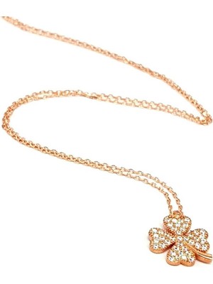Ose Shop Yonca Figürlü Rose Gümüş Kolye
