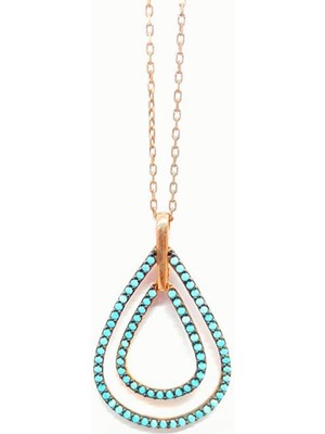 Ose Shop Turkuaz Nano Taşlı Damla Model Gümüş Kolye