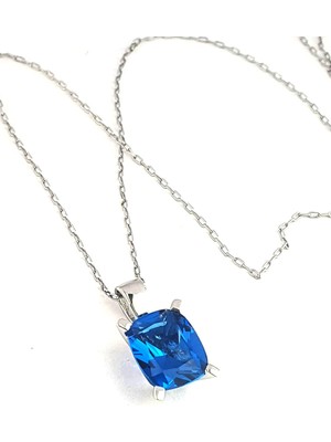 Ose Shop Sky Diamond Blue Creative Sapphire 925 ayar Gümüş Lüks Kolye