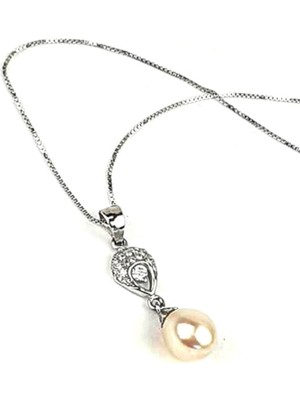 Ose Shop Zirkon taşlı 925 ayar gümüş zarif inci kolye