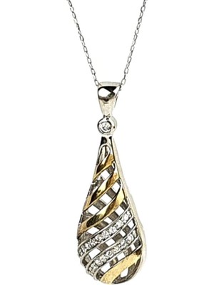 Ose Shop Altın işçiliğinde zirkon taşlı 925 ayar gümüş damla kolye