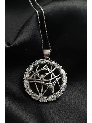 Ose Shop Zirkon taş detaylı italyan 925 ayar gümüş lüks madalyon kolye