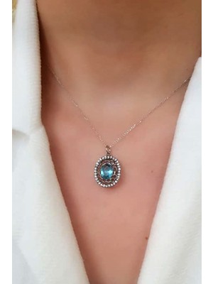 Ose Shop Aquamarin taşlı gümüş tasarım kolye