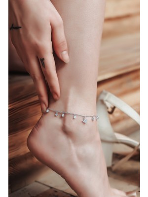 925 Ayar Gümüş Minimalist Lotus Tasarımlı Halhal Ayak Bilekliği