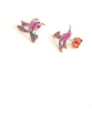 Ose Shop Minimal Mineli 925ayar Gümüş Rose Anka Kuşu Küpe