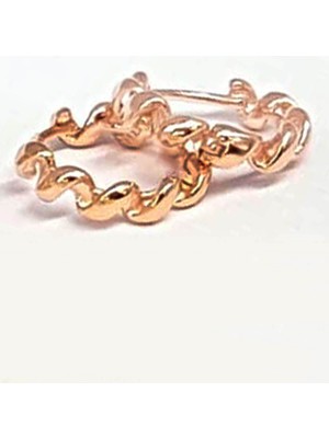 Ose Shop İtalyan Tasarımı Gümüş Üzerine Rose Altın Kaplama Burgu Halka Küpe